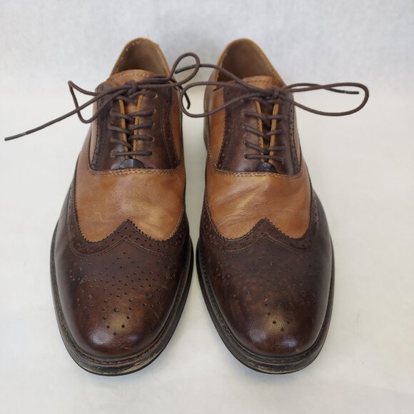 Aldo Wingtip Oxford Brogue Men's 8 Classic Dress Shoes Leather Brown Tan Lace up - Picture 3 of 16